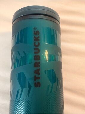Starbucks Dark Teal Travel Cup with White Sticker